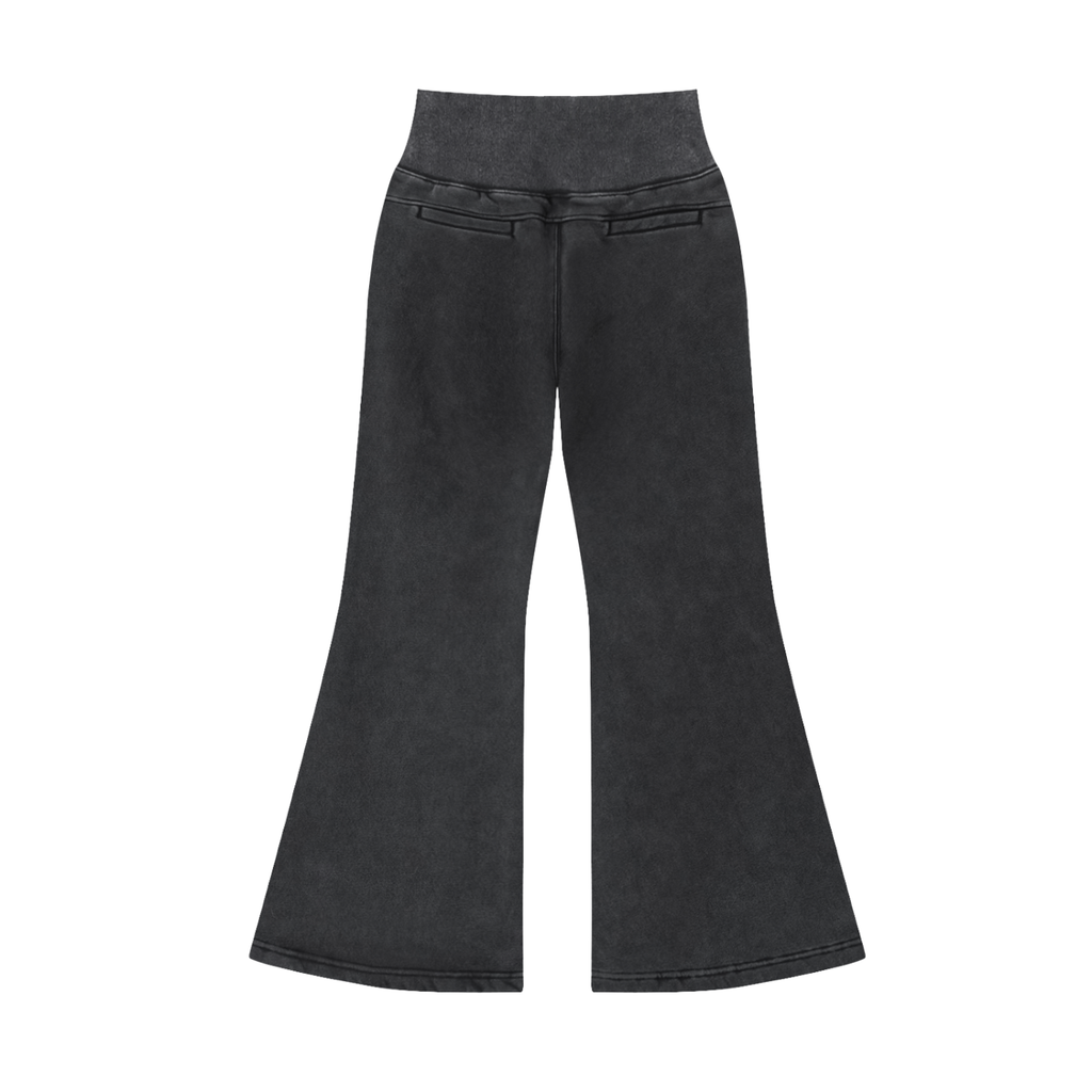 Women Vintage Washed Flared Fleece Pants