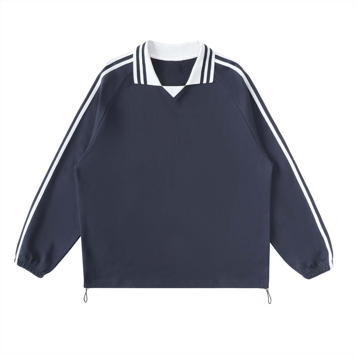 Men Contrast Striped Lapel Collar Sweatshirt