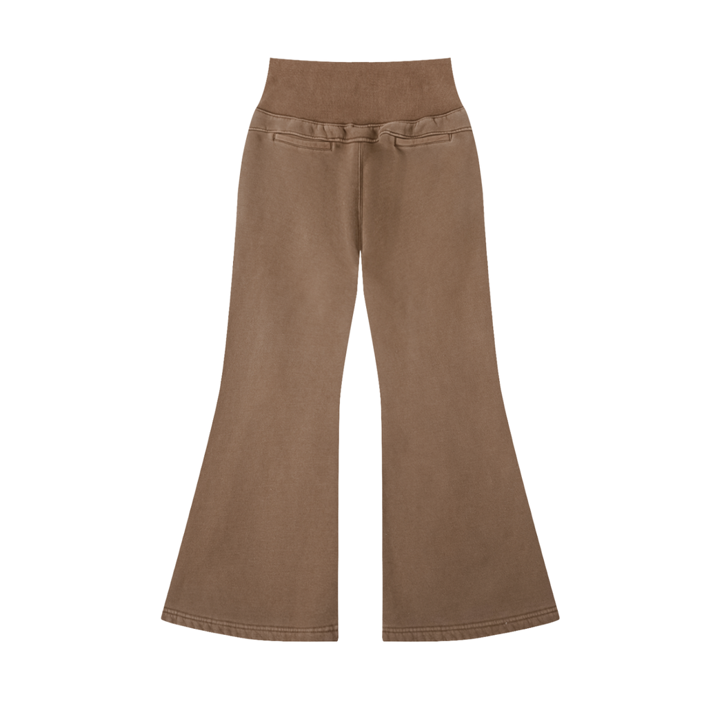 Women Vintage Washed Flared Fleece Pants