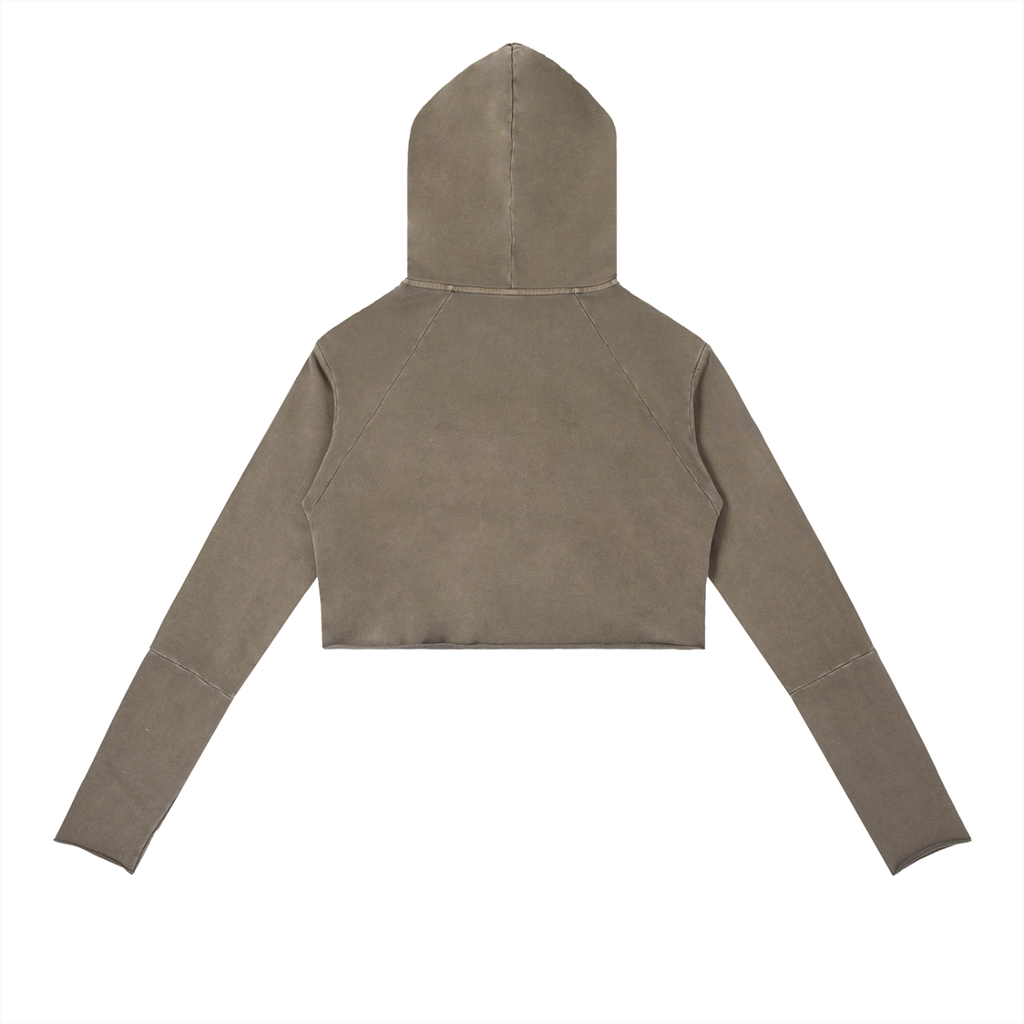Women Vintage Washed Raw Edge Hoodie