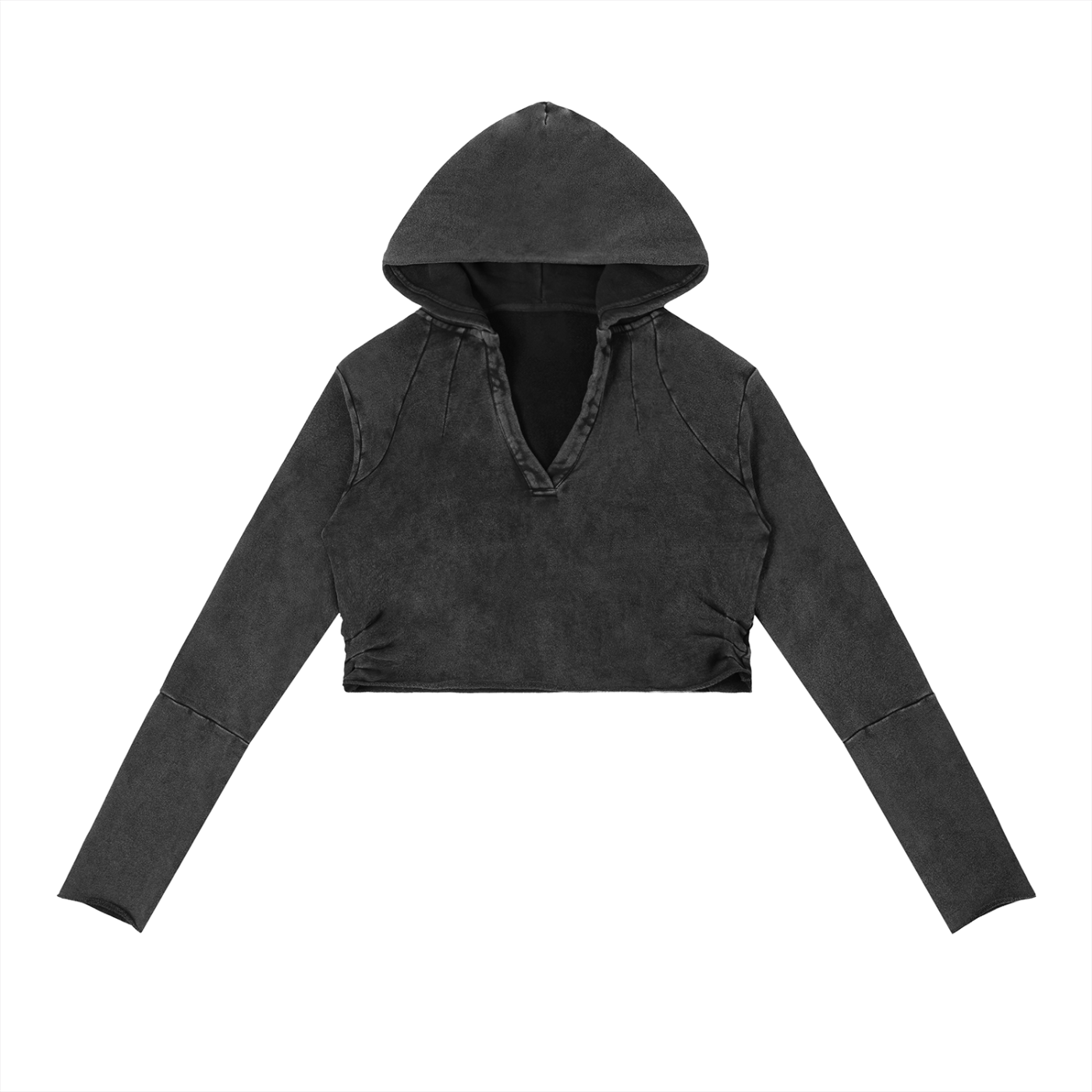 Women Vintage Washed Raw Edge Hoodie