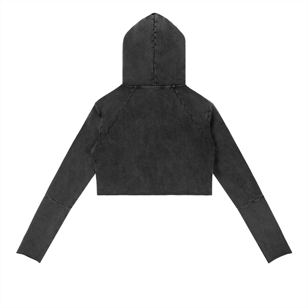 Women Vintage Washed Raw Edge Hoodie