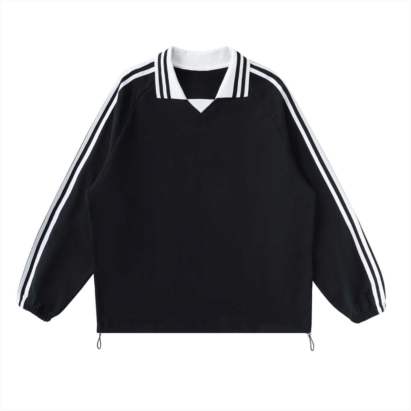 Men Contrast Striped Lapel Collar Sweatshirt