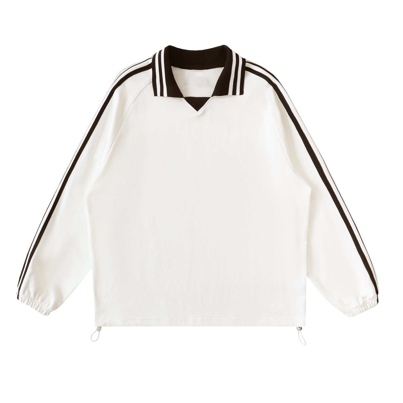 Men Contrast Striped Lapel Collar Sweatshirt