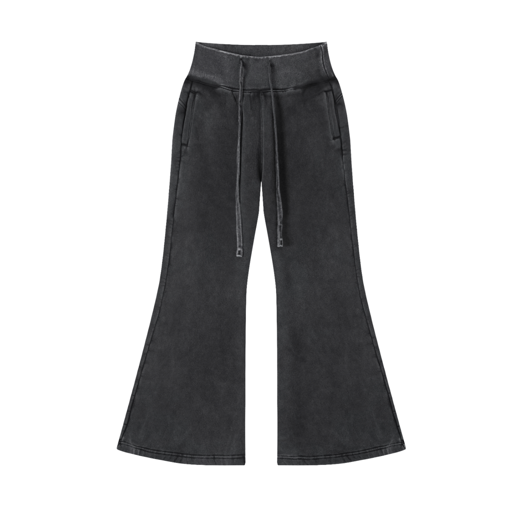 Women Vintage Washed Flared Fleece Pants