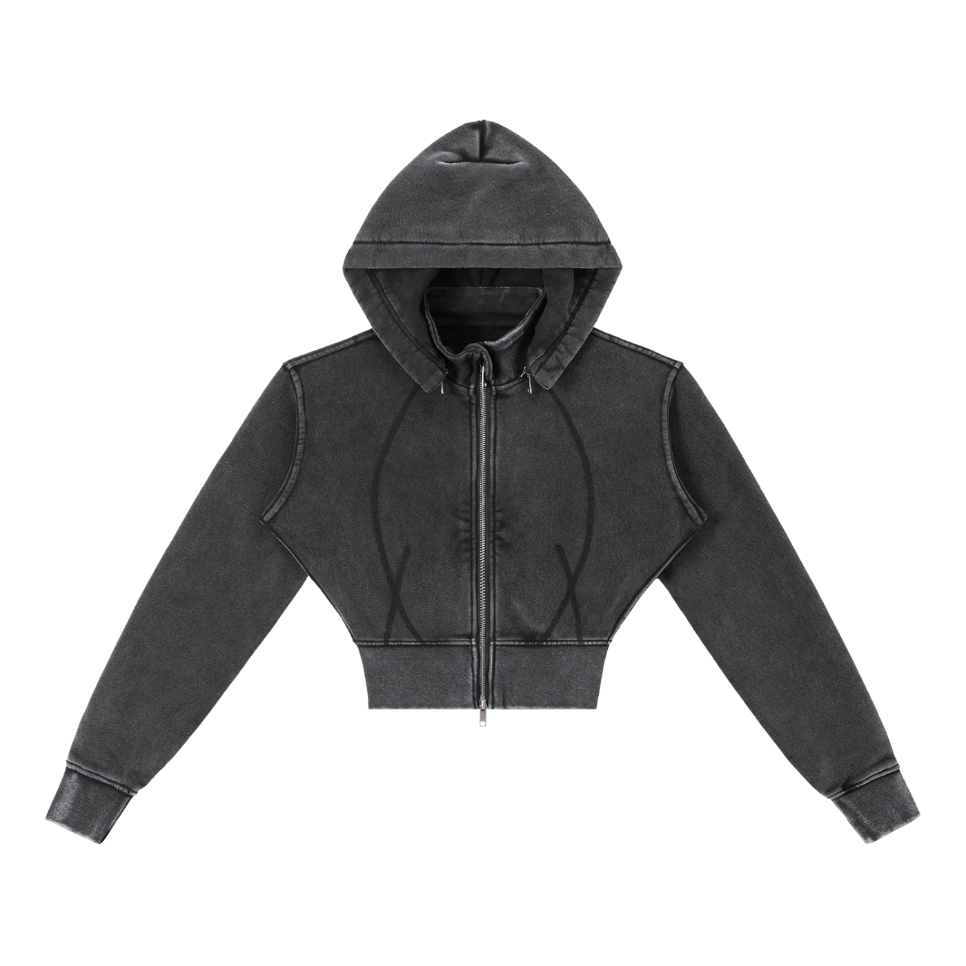 Women Vintage Washed Cropped Fleece Hoodie