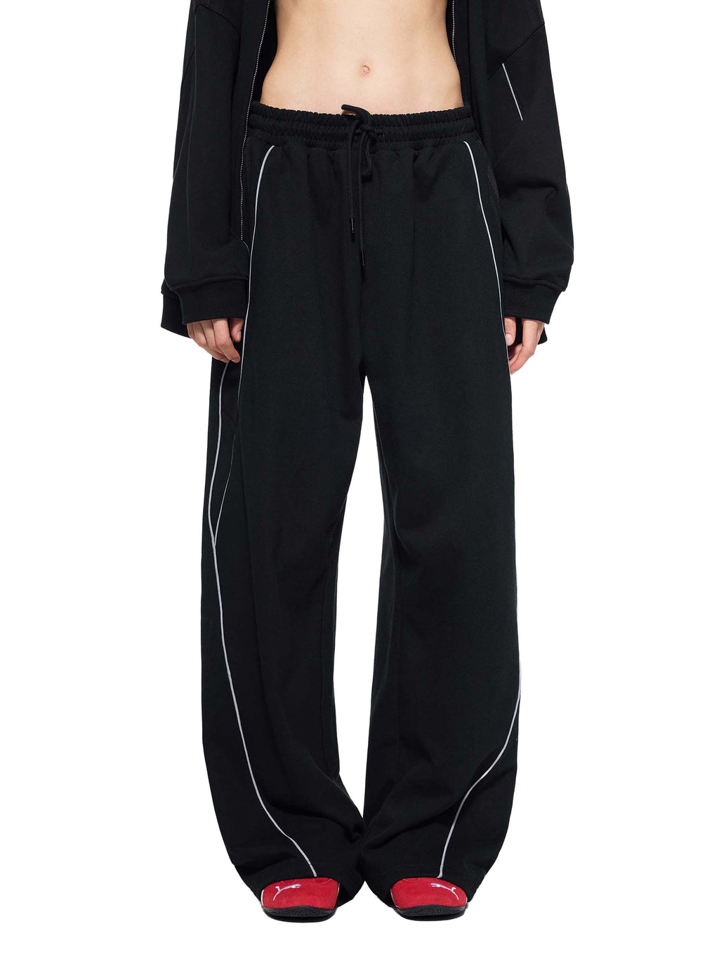 Men Reflection Striped Straight-Leg Sweatpants