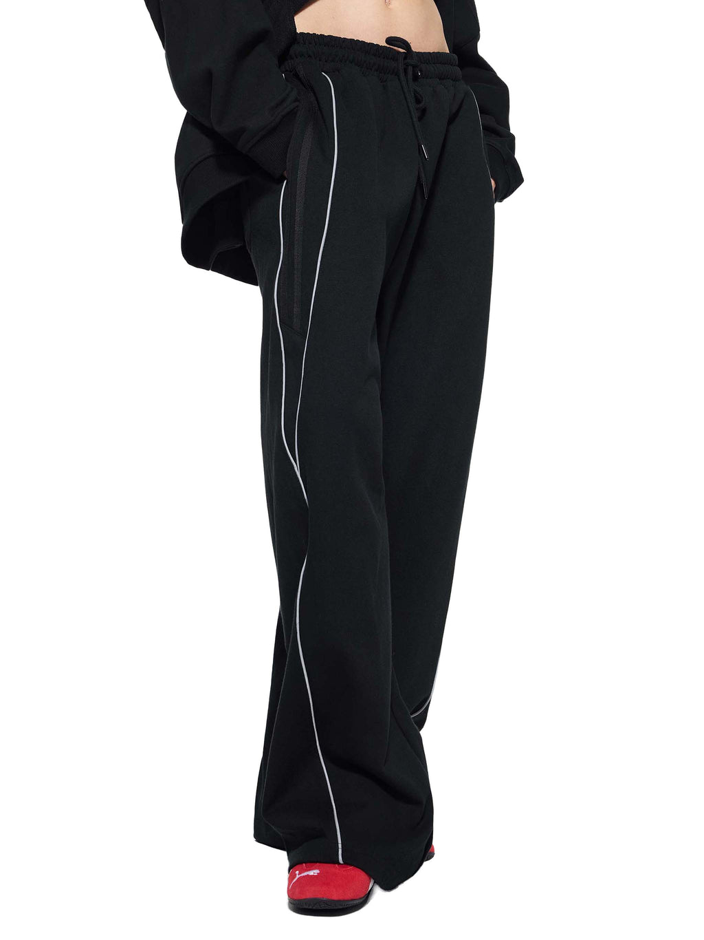 Men Reflection Striped Straight-Leg Sweatpants