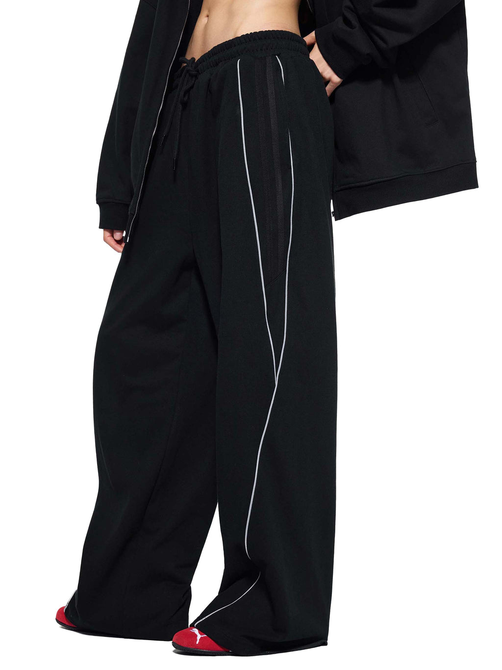 Men Reflection Striped Straight-Leg Sweatpants