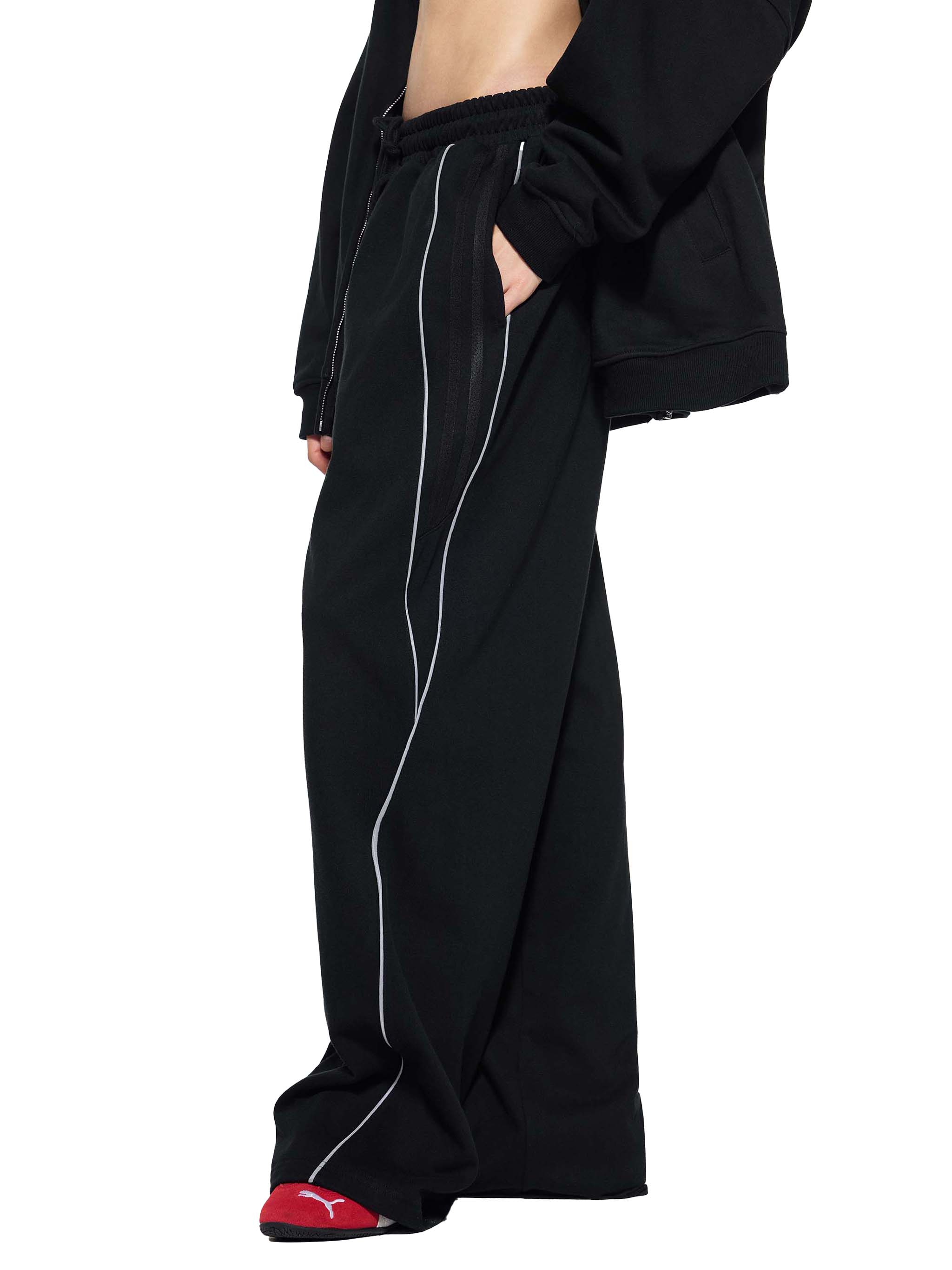 Men Reflection Striped Straight-Leg Sweatpants