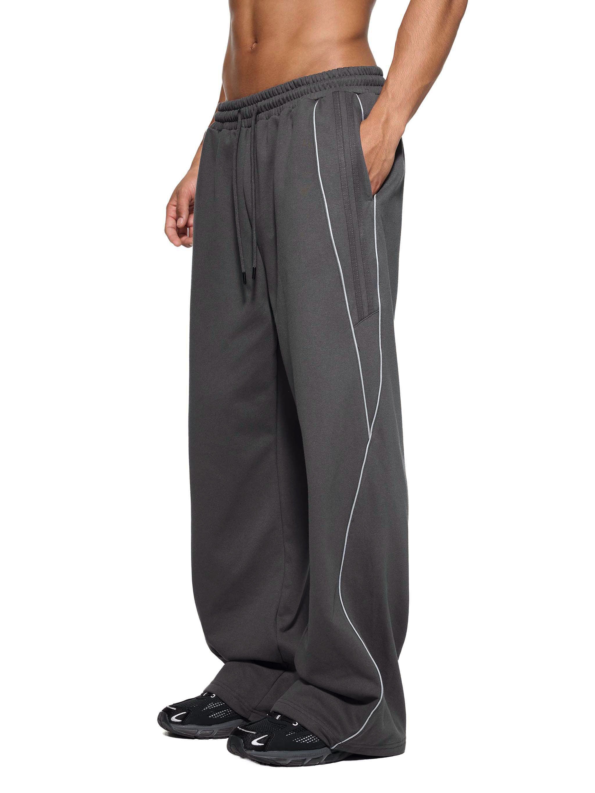 Men Reflection Striped Straight-Leg Sweatpants