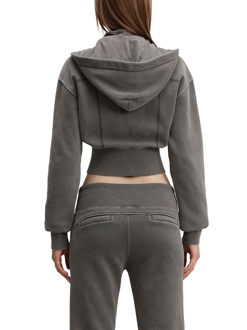 Women Vintage Washed Cropped Fleece Hoodie