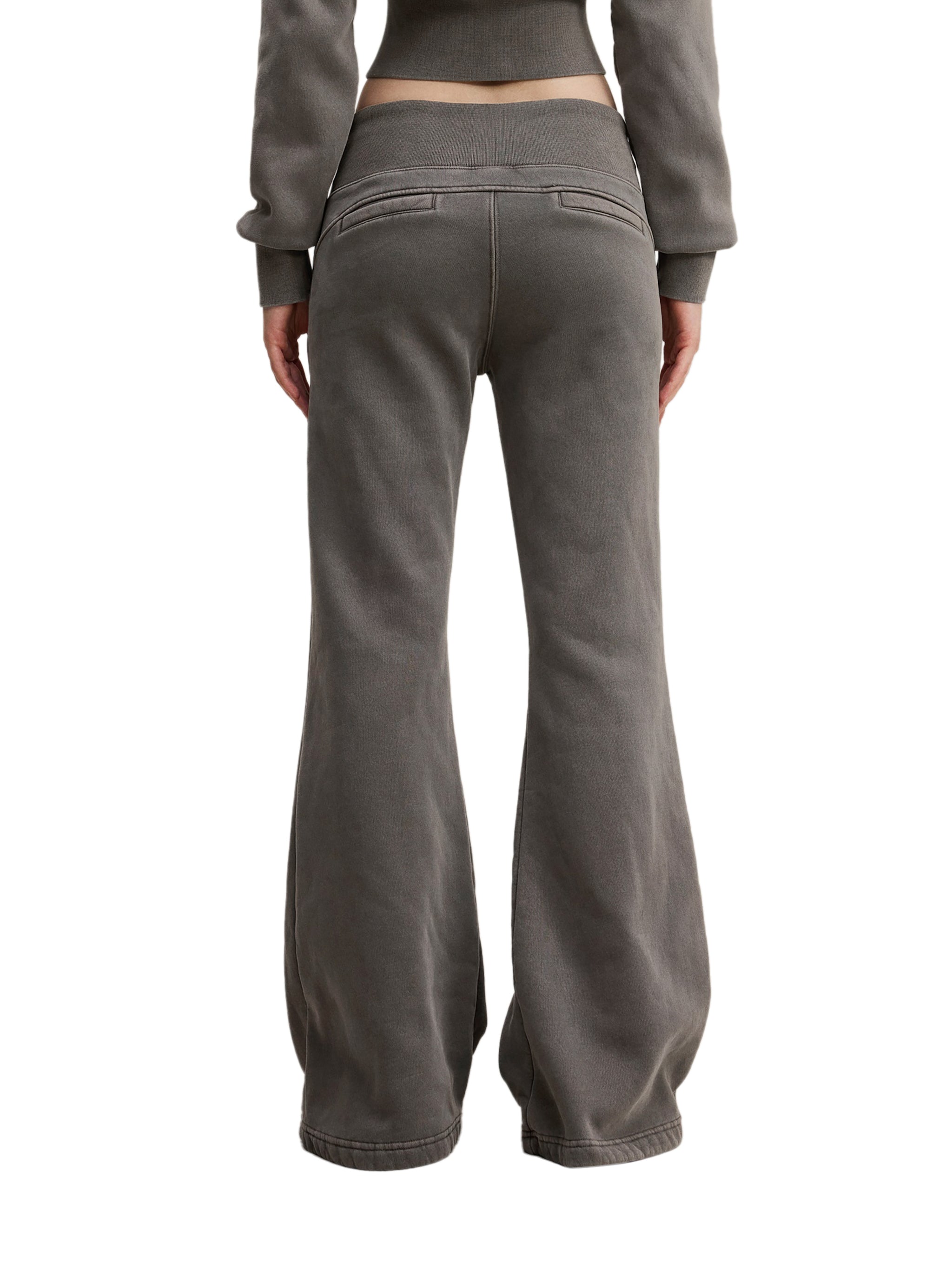 Women Vintage Washed Flared Fleece Pants
