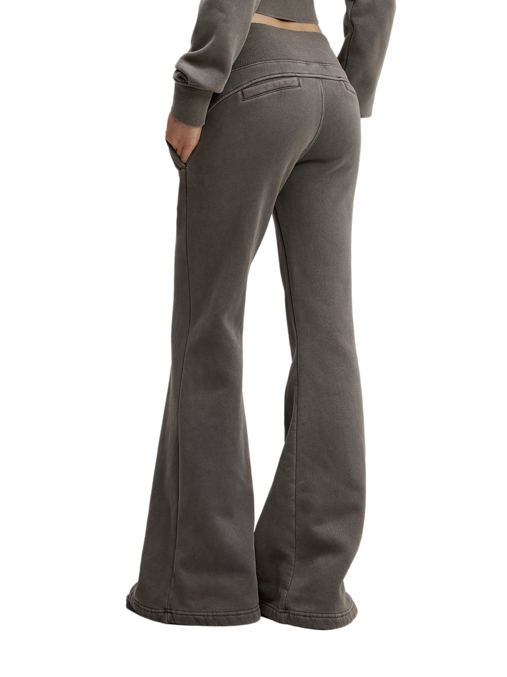 Women Vintage Washed Flared Fleece Pants