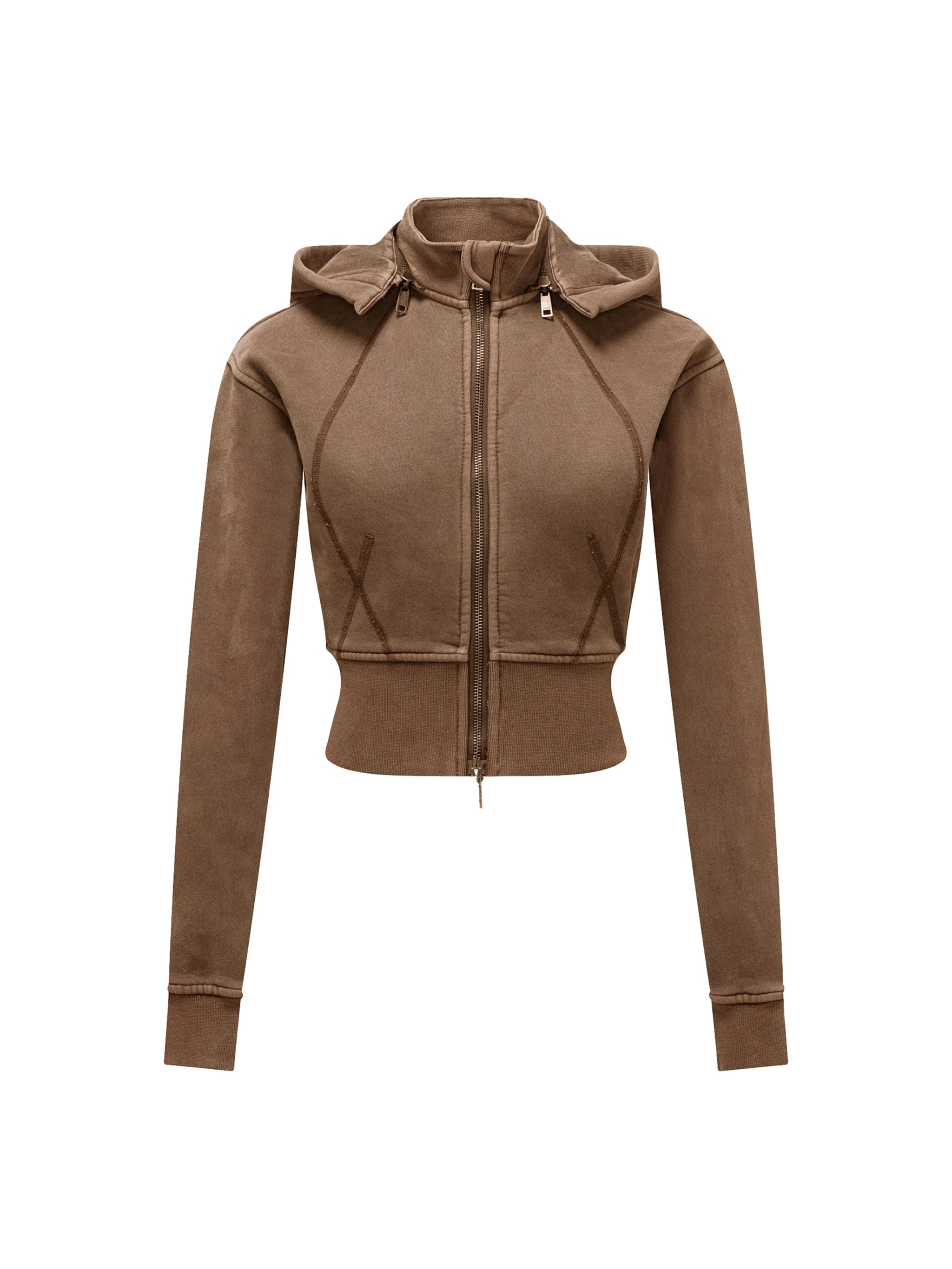 Women Vintage Washed Cropped Fleece Hoodie