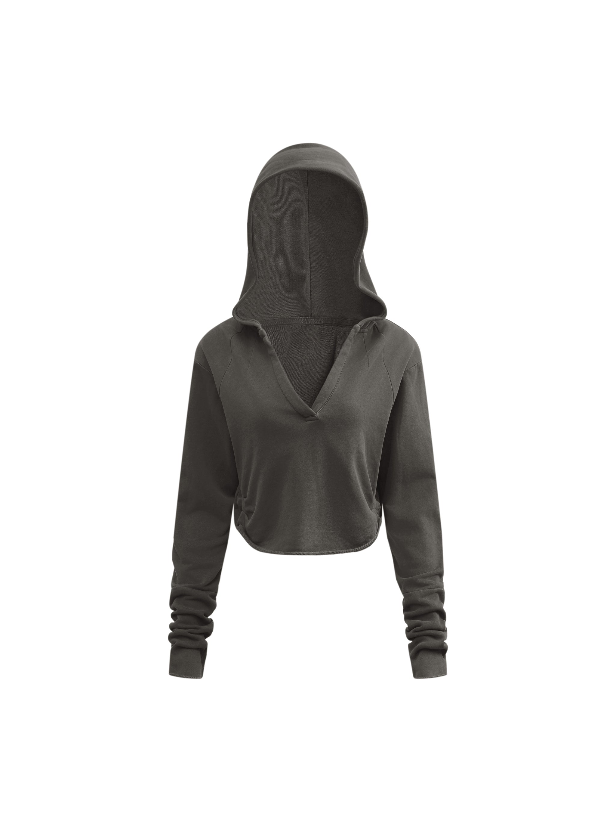 Women Vintage Washed Raw Edge Hoodie