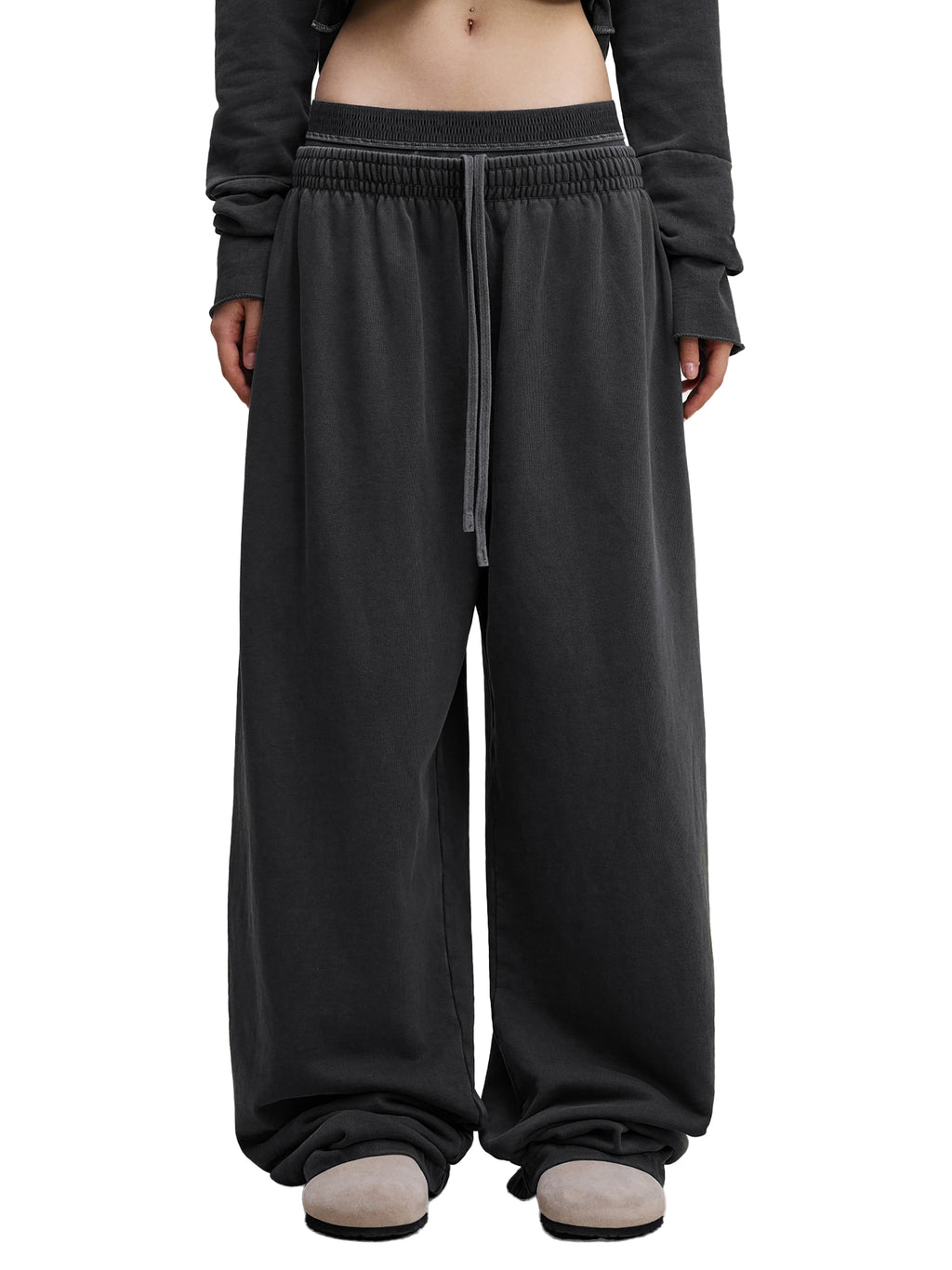 Women Vintage Washed Waist Pants