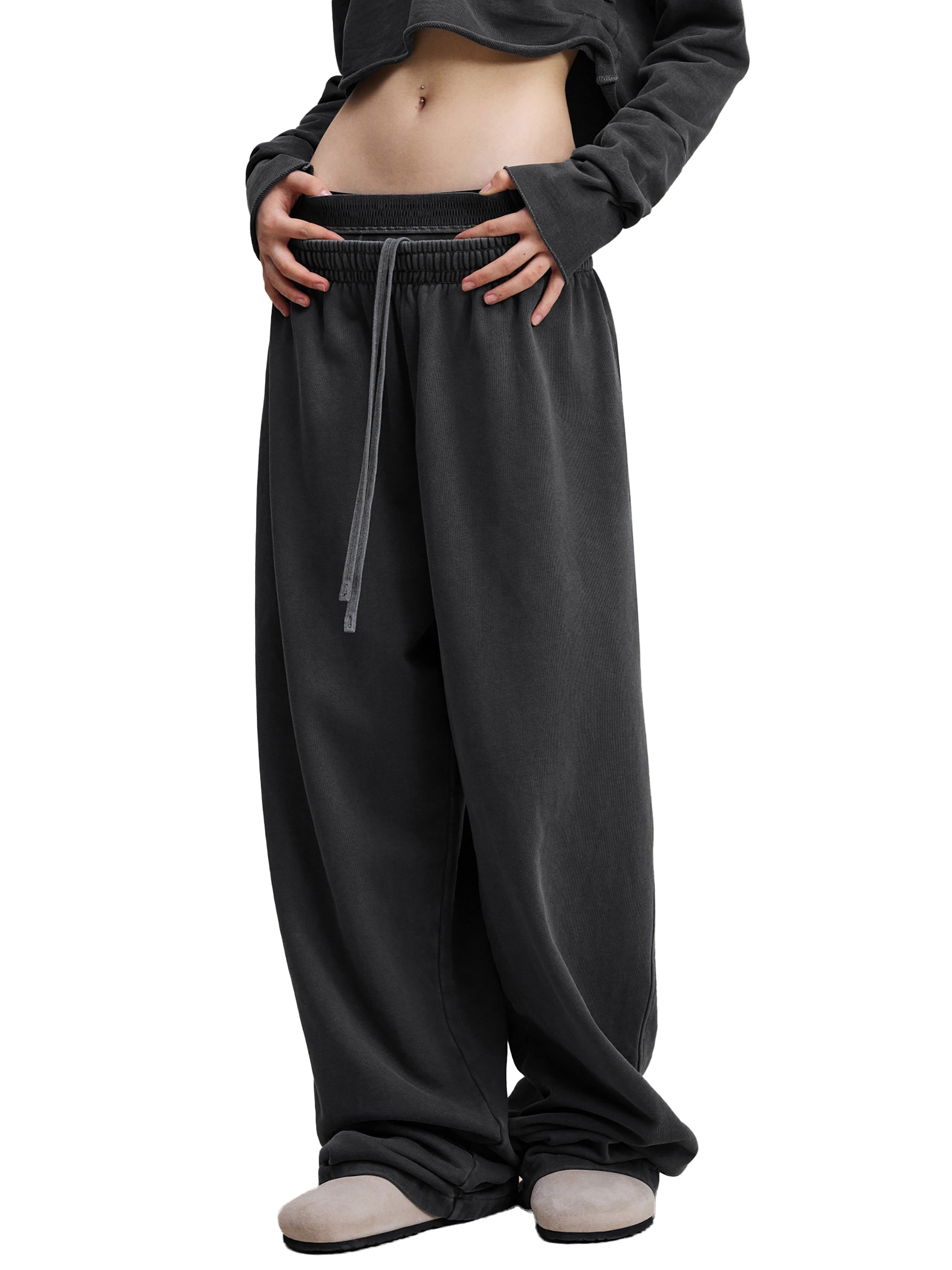 Women Vintage Washed Waist Pants