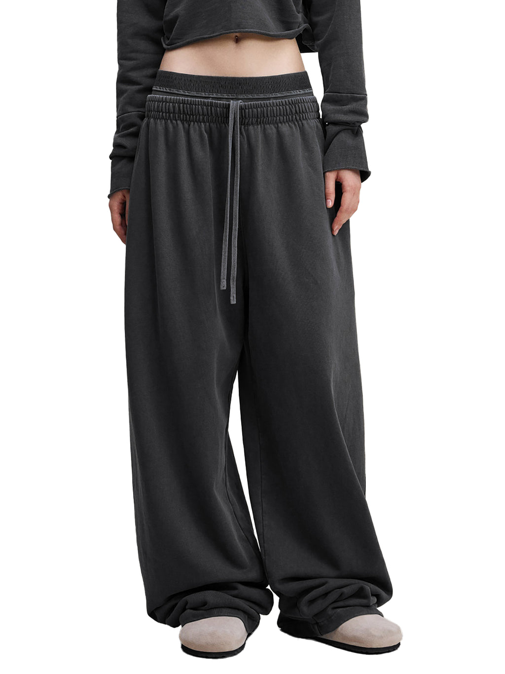 Women Vintage Washed Waist Pants